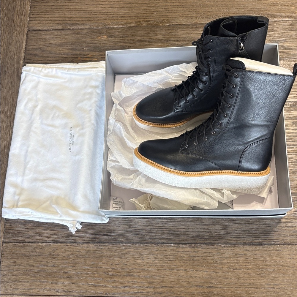Vince Camuto Niko Black Lace Up Boots Women’s Size 9.5